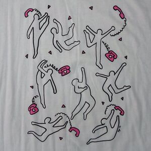 Deadstock Vintage 80s Pink Telephones People Doodle T-Shirt
